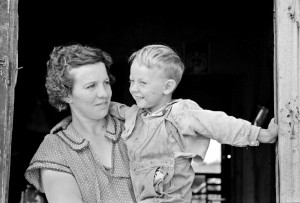 Russell Lee - Mother and child former sharecropper, now FSA clients, Southeast Missouri Farms, 1938