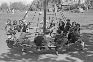 Russell Lee - Schoolchildren on circular swing, San Augustine, Texas, 1939